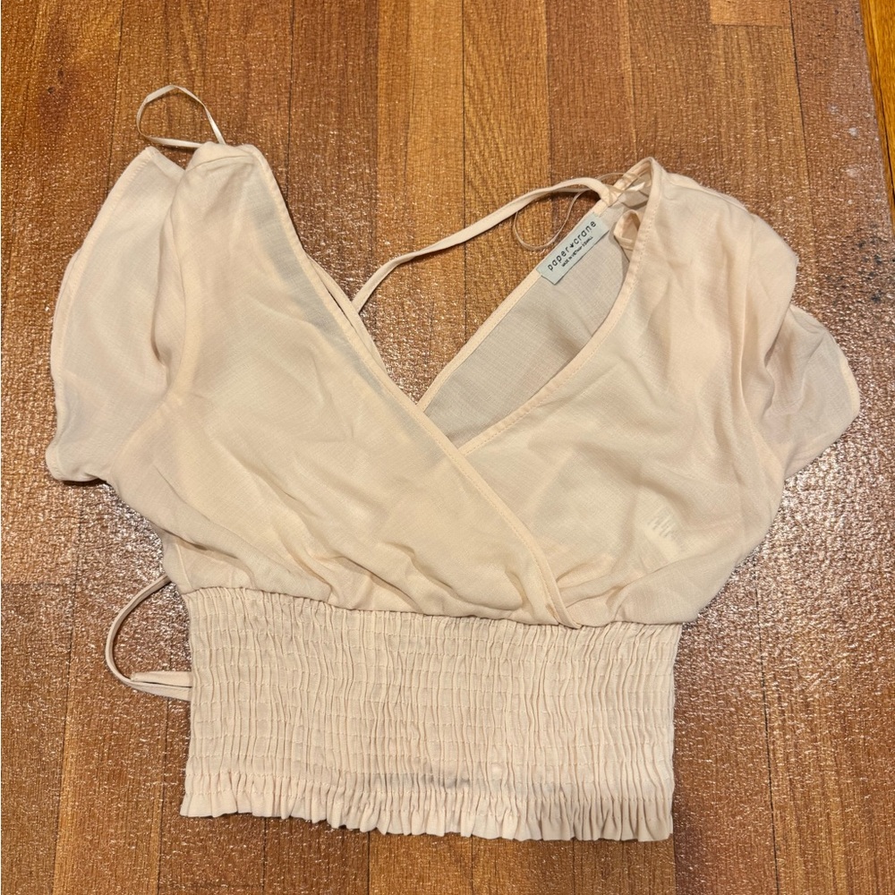 Beige Wrap Top